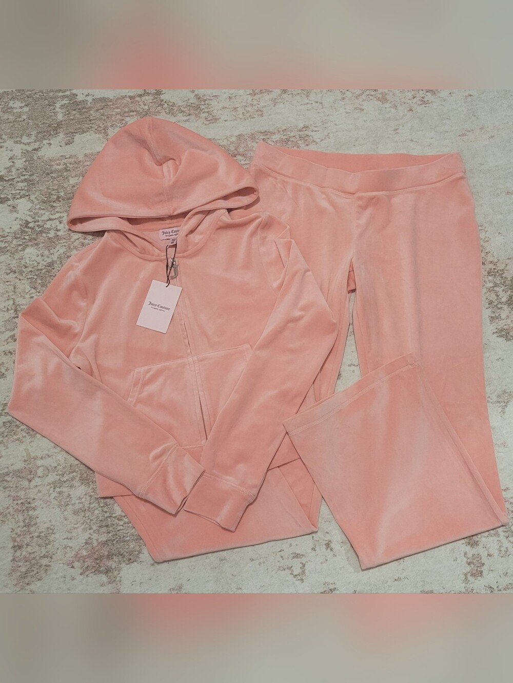 Juicy Couture Strawberry Ice Velour Zip Up Hoodie & Pants Set - M - Picture 2 of 6